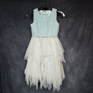American Princess Aqua and White Formal Dress